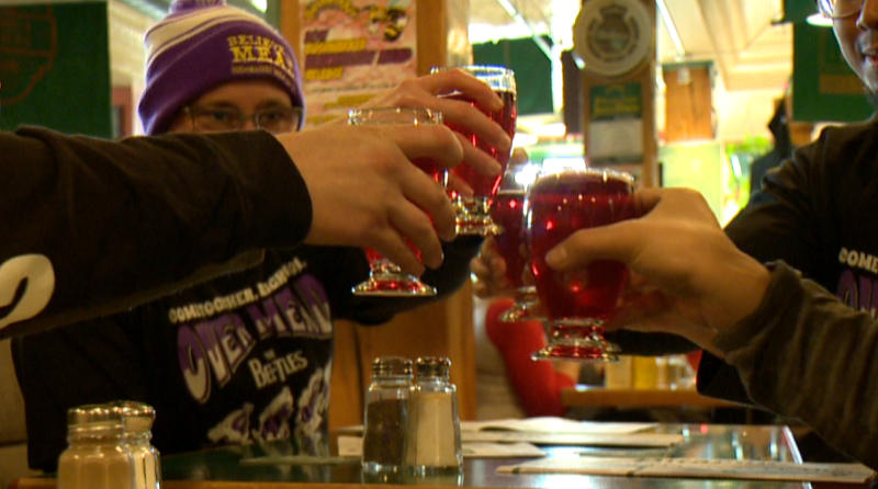People excited to get their hands on Bushwakker Brewpub's Blackberry Mead.
