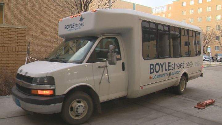 The Boyle Street Community Services winter warming bus.