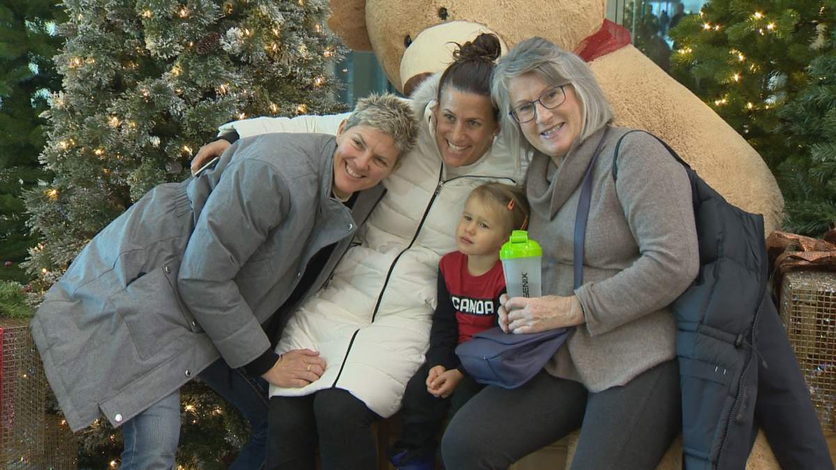 Natalie Cook, Sarah Marshall and their daughter, Jordan, came from Australia to Canada for the holidays.