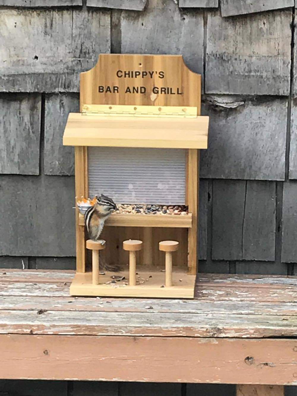 Eric and Janice Shilman made this chipmunk feeder.