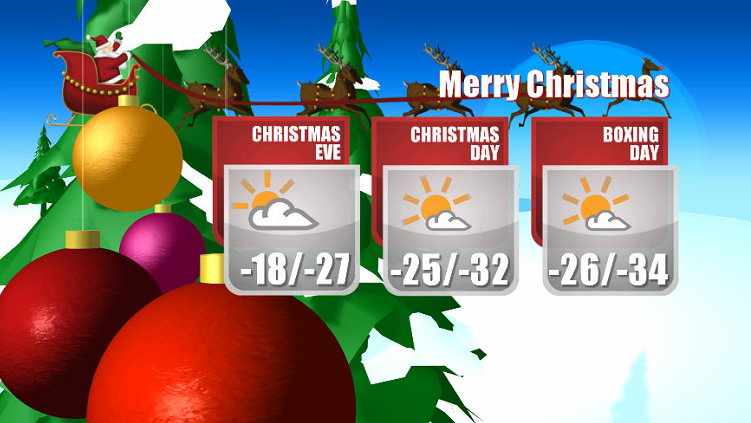 Extreme cold moves into the Saskatoon area for Christmas.