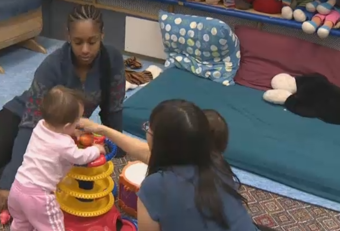 Kids playing at a daycare facility.