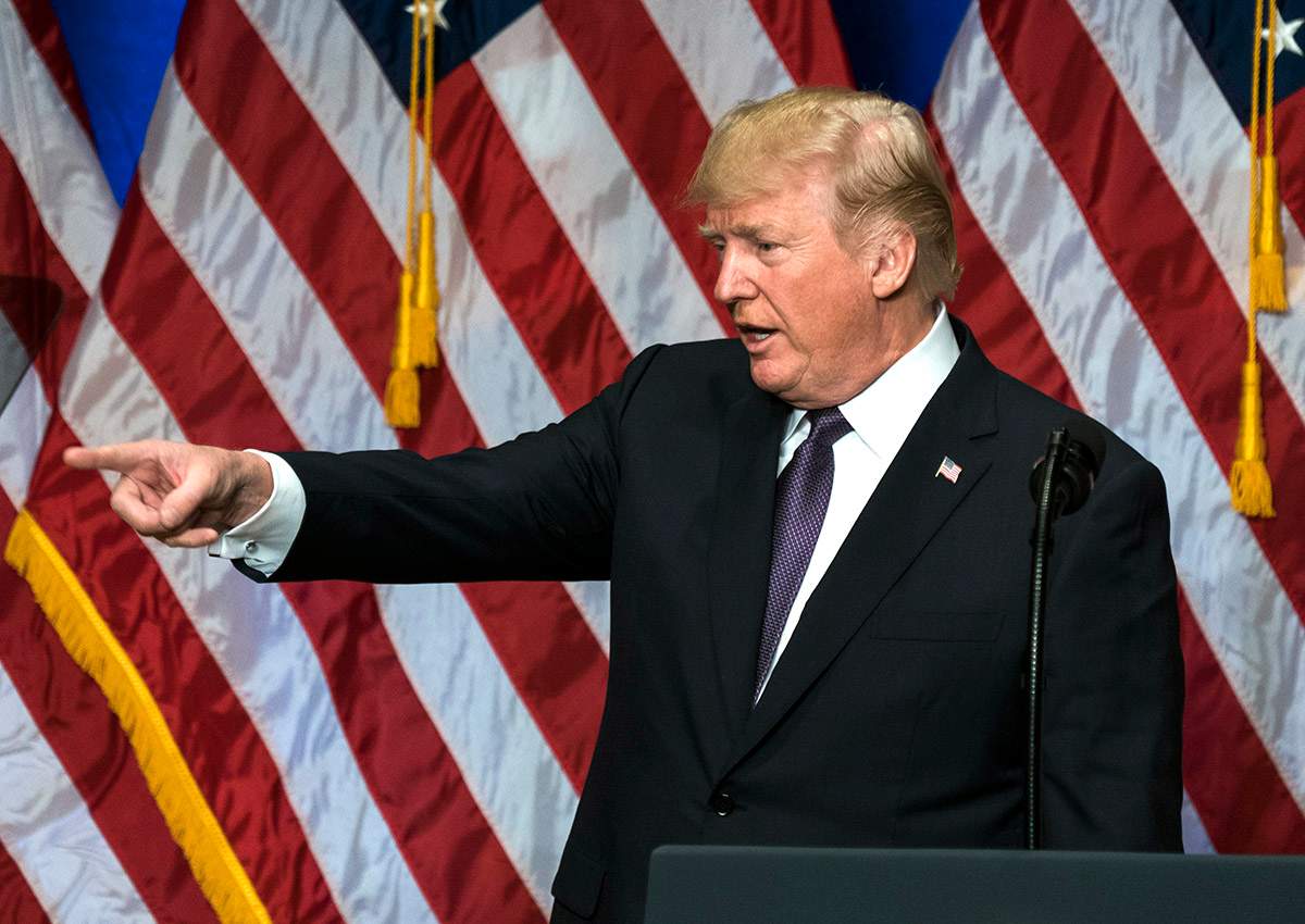 Donald Trump speaks on his 'America First' national security strategy in the Ronald Reagan Building and International Trade Center in Washington.