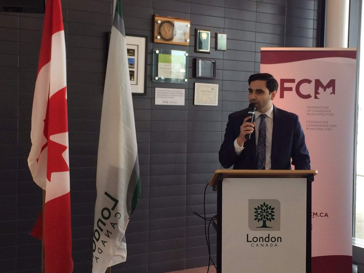 London North Centre MP Peter Fragiskatos announces $88,000 net-zero feasibility study at YMCA Stoney Creek in London, Ont., on Dec. 15, 2017.