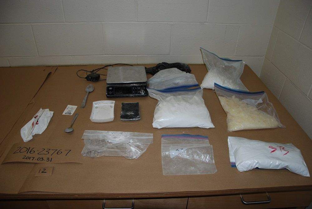 Drugs police say were seized from Erwin Dagle’s home on March 30, 2017.