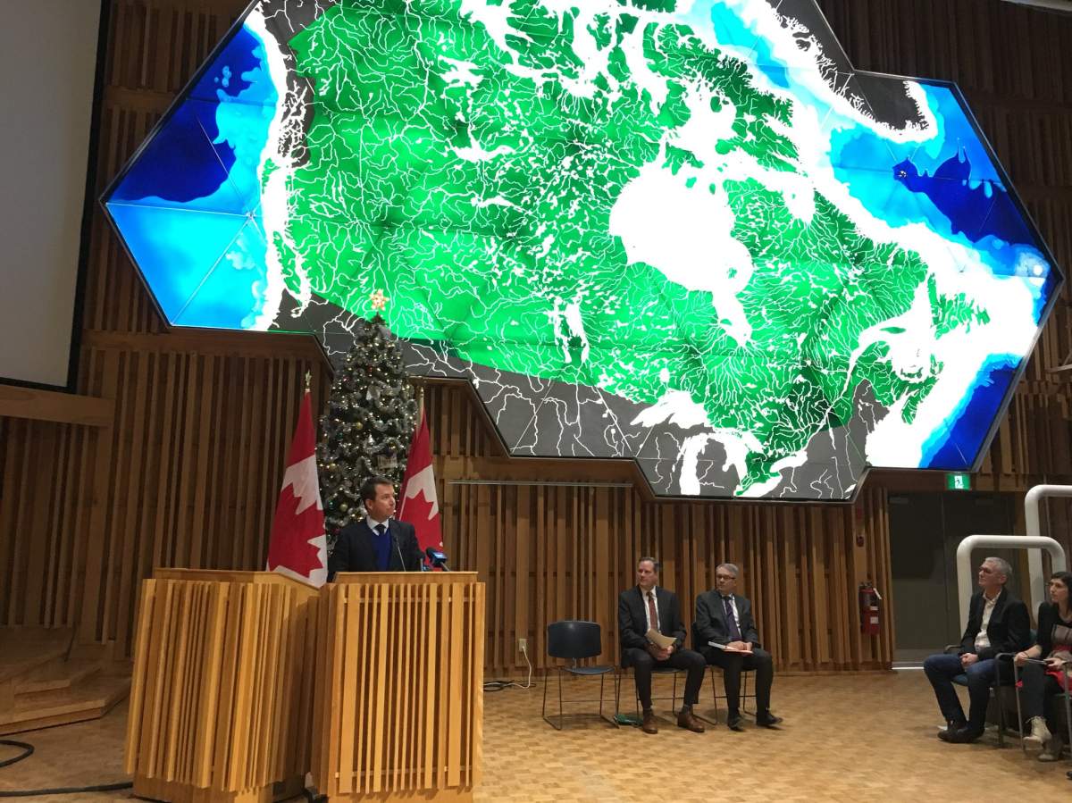 Treasury Board President Scott Brison speaks at the Bedford Institute of Oceanography on Dec. 18, 2017.