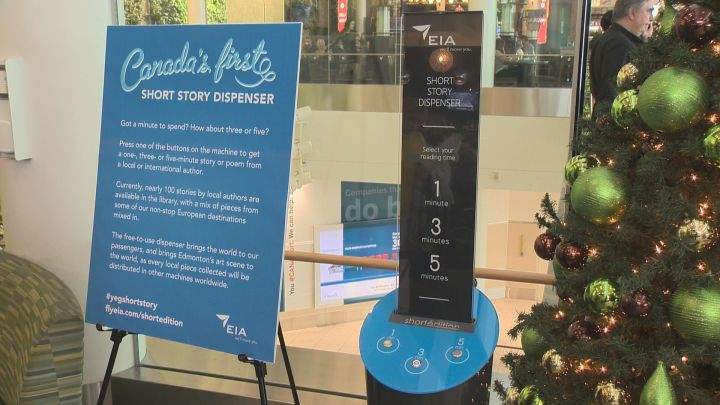 The Edmonton International Airport has unveiled a unique short story dispensing machine.