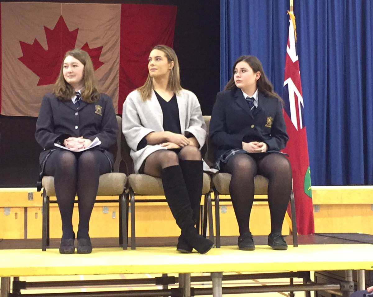 Canadian Olympic champion Penny Oleksiak received the National Leadership Award in Guelph on Tuesday.