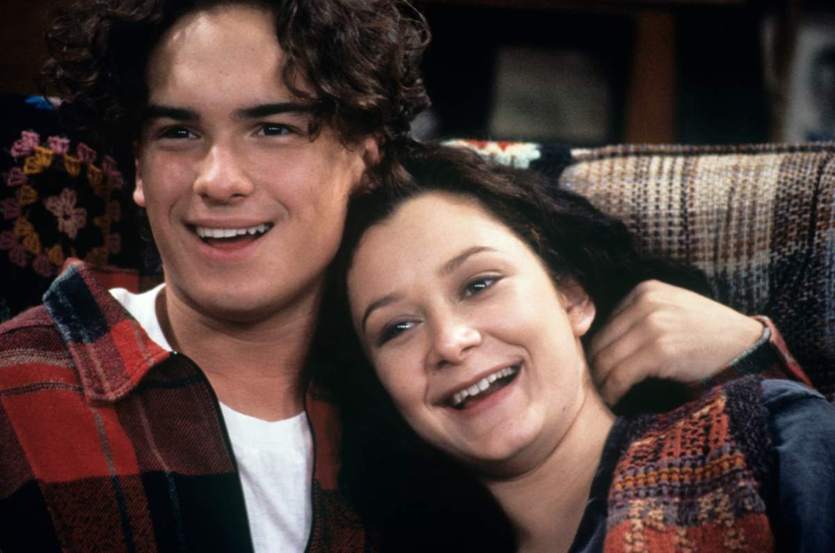 Johnny Galecki (David), Sara Gilbert (Darlene) on the ABC Television Network comedy 'Roseanne.'.