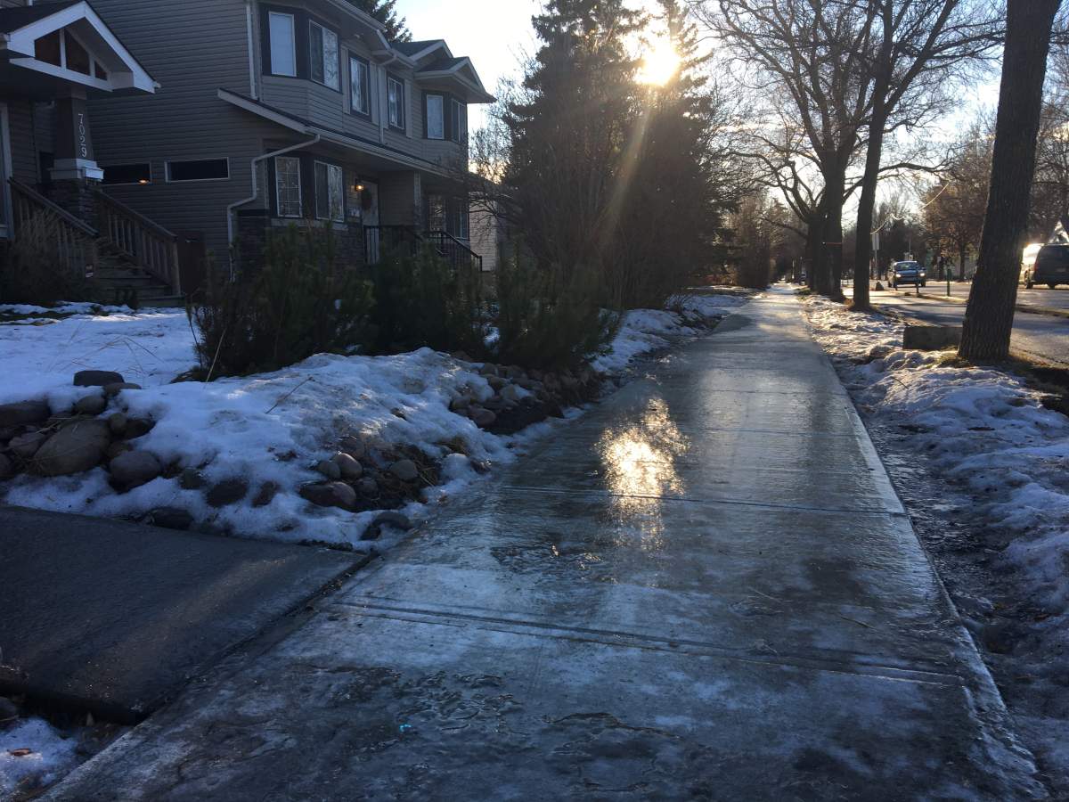 Freezing rain and strong winds made for slippery conditions in London on the weekend.
