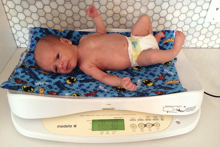 The gift of a prescribed weigh scale. It fuelled my obsession to breastfeed by allowing me to figure out exactly how much he was getting. At five weeks, Camden finally weighed in at 8lbs.