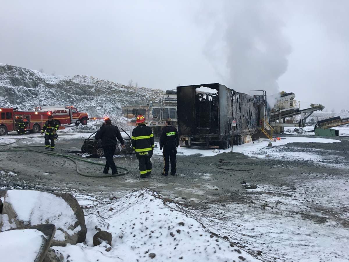Firefighters extinguishing the blaze. Credit: Kelly Hayes/ Global News