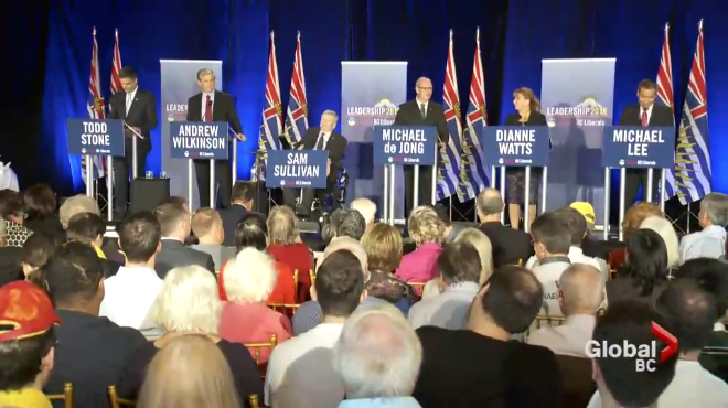 BC Liberal leadership candidates spar during a debate in October.
