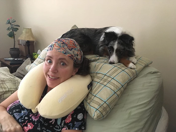 Tammy "Mimi" Duchesne of Echo Bay, Ontario with her dog Phoenix.