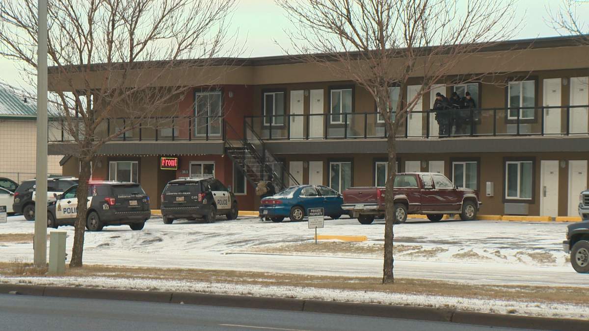 Edmonton police officers were called to the Royal Lodge Motel near Gateway Boulevard and 38 Avenue on Saturday, Dec. 23, 2017.