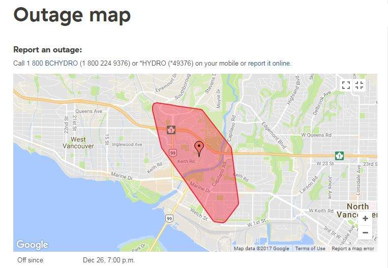 Car accident in North Vancouver leaves hundreds in the dark on Boxing Day - image