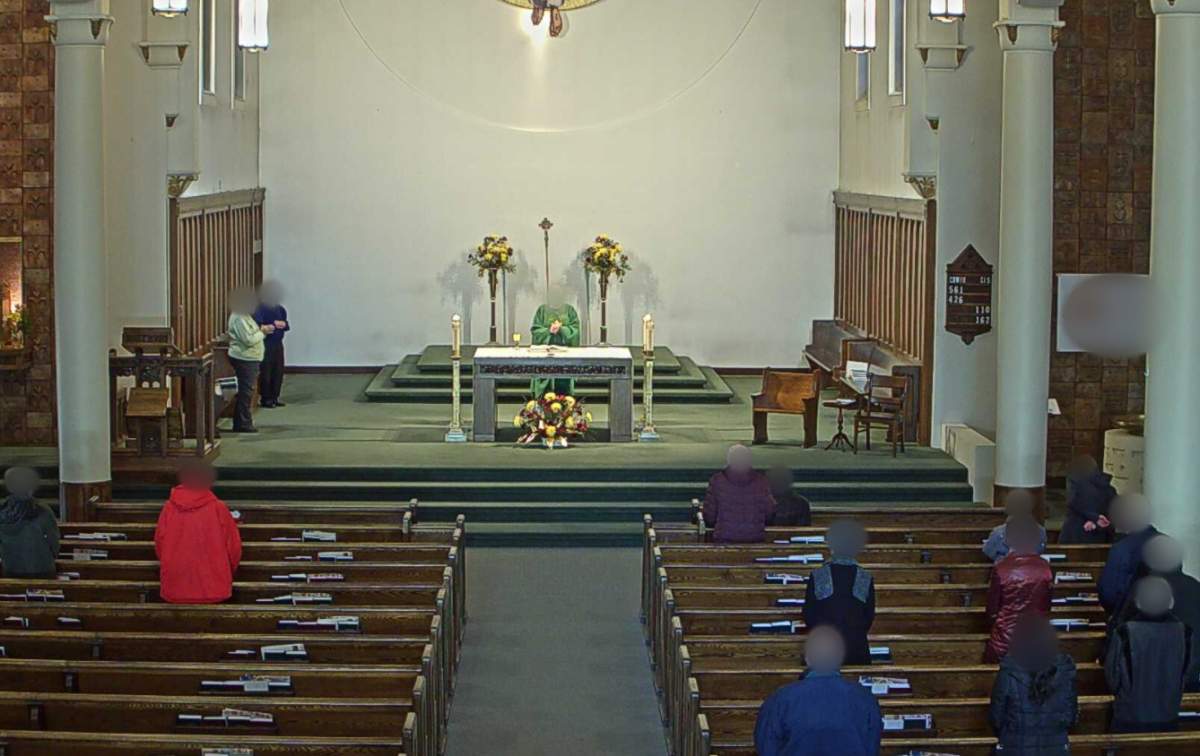 An image from an unsecured security camera inside an Ontario church.