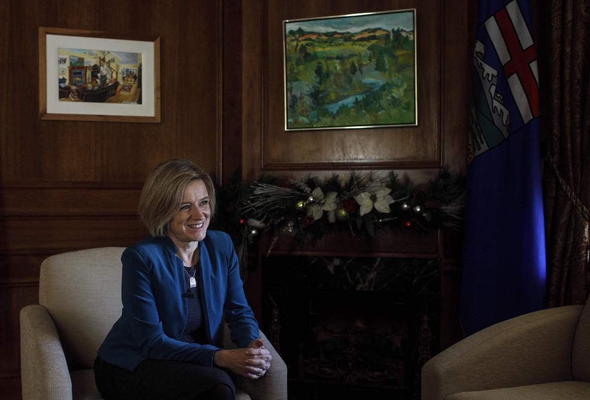 Alberta Premier Rachel Notley is pictured in Edmonton on Monday, December 18, 2017. Notley says 2018 will focus on Alberta's fragile but rebounding economy, specifically a road map to get back to budget balance in five years.