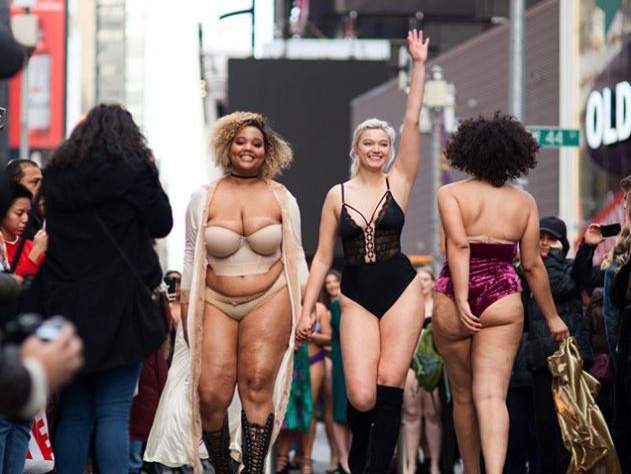 #TheRealCatwalk took place in New York's Times Square and featured women of all sizes in an effort to promote body positivity. 