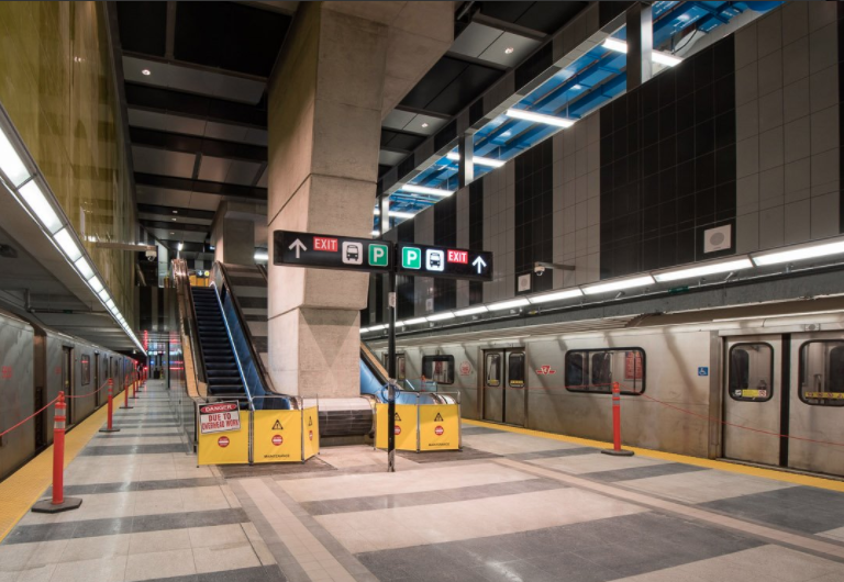 A view of the platform level of Finch West station before the Toronto-York Spadina Subway Extension opens to the public.