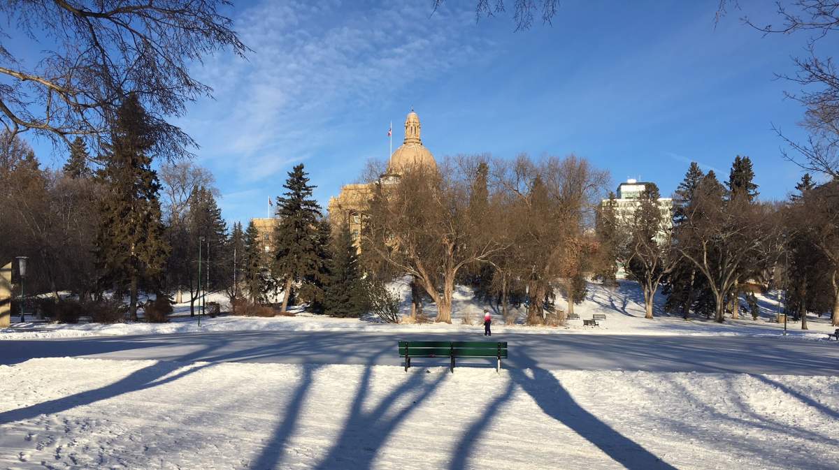 Karen Mann had the Alberta Legislature skating rink all to herself.