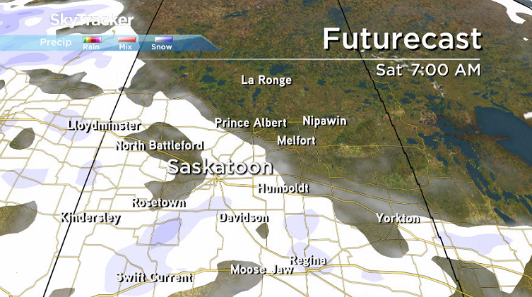 Snow is expected in Saskatoon to start the weekend on Saturday.