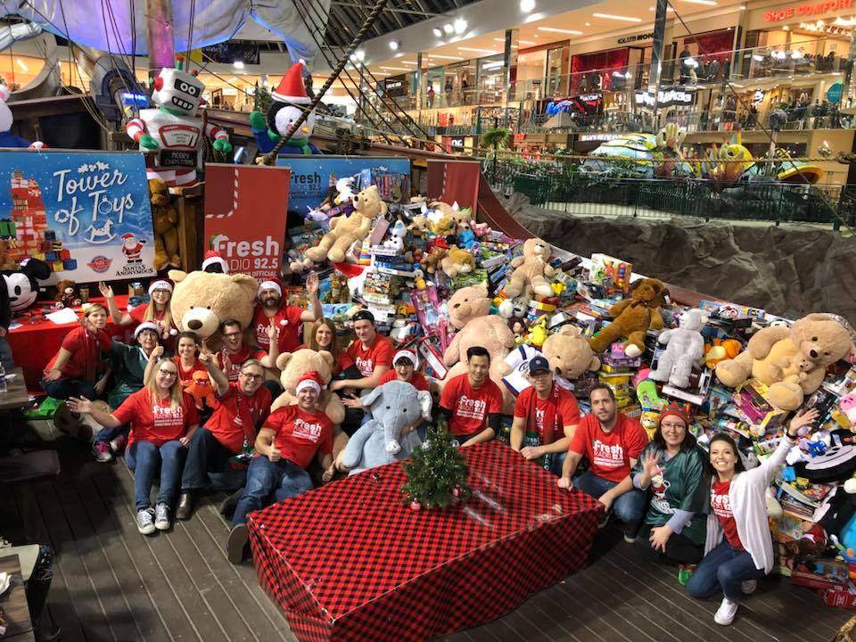 Thousands of donations were collected for 630 CHED Santas Anonymous at the 3rd Fresh Radio Tower of Toys.