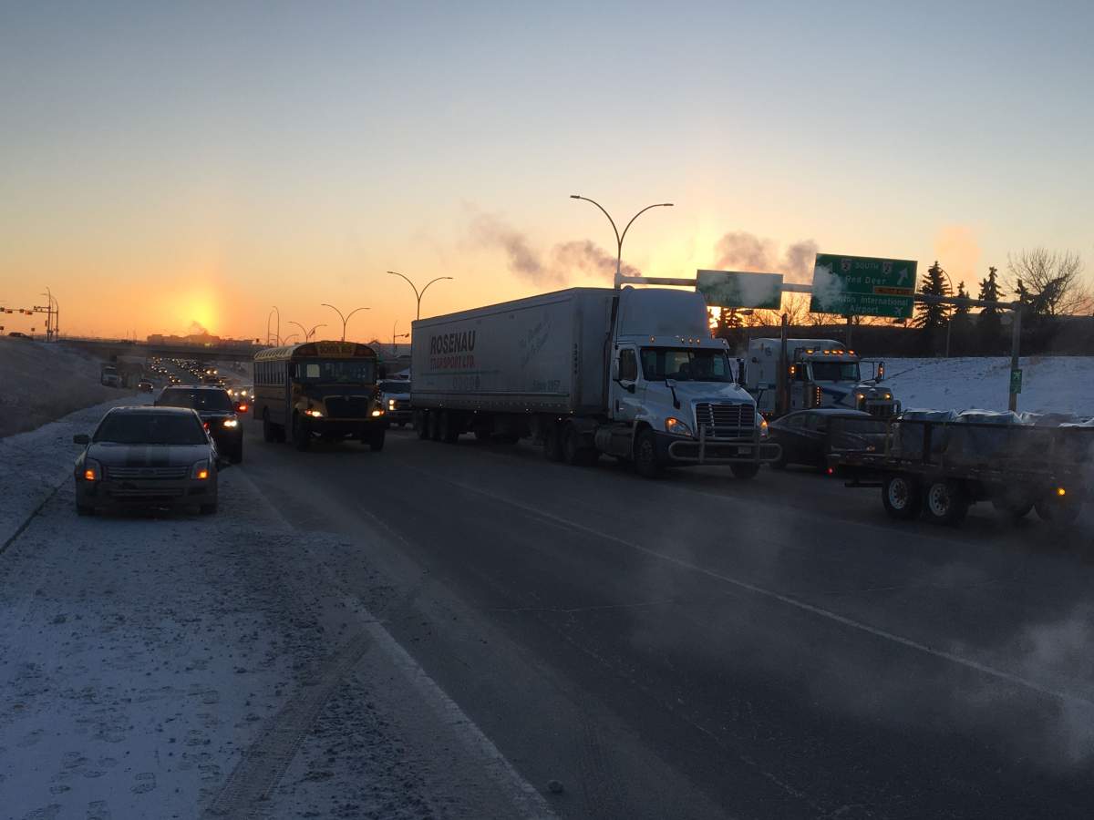Whitemud Drive was clogged up on Thursday, Jan. 11, 2018.