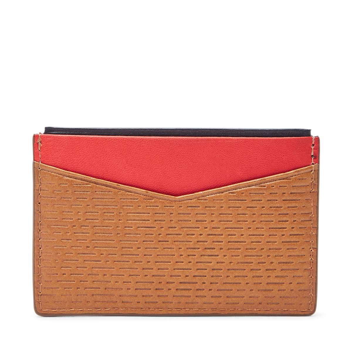 If the man in your life needs a new wallet, help him minimize with this leather card case. Each case can carry four cards and also features a colour blocking print.