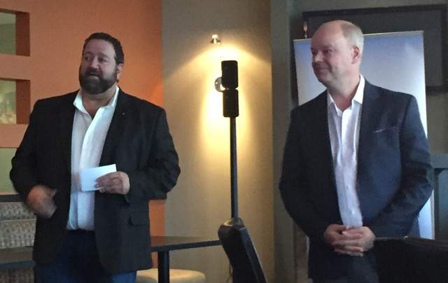 Paul Edward Beasant is seen in a photo from 2017 with Nova Scotia PC Leader Jamie Baillie. 