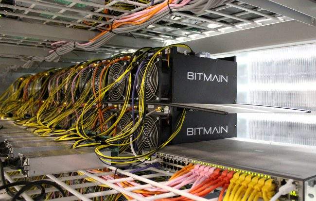 Bitcoin mining computers are pictured in Bitmain's mining farm near Keflavik, Iceland, June 4, 2016.  