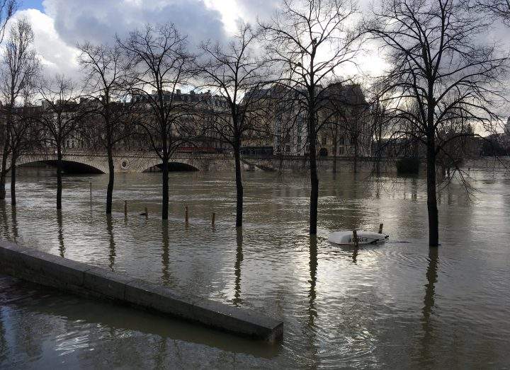General view of the Seine River that overflows its banks as heavy rains throughout the country have caused flooding, in Paris, France, January 26, 2018.