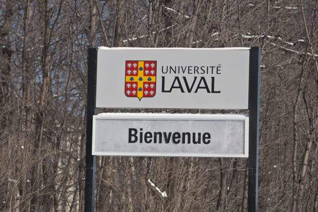 A Universite Laval sign welcomes visitors to the campus in Quebec City Feb. 24, 2009. 



