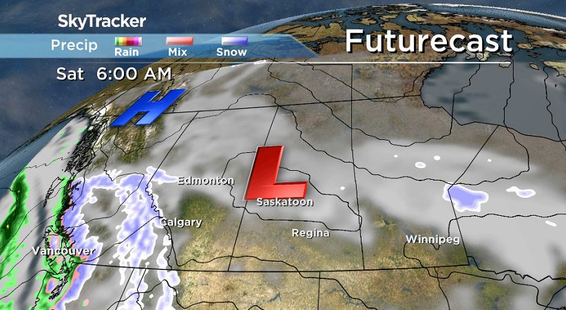 A low will linger over the prairies and bring us back into the clouds for the weekend.