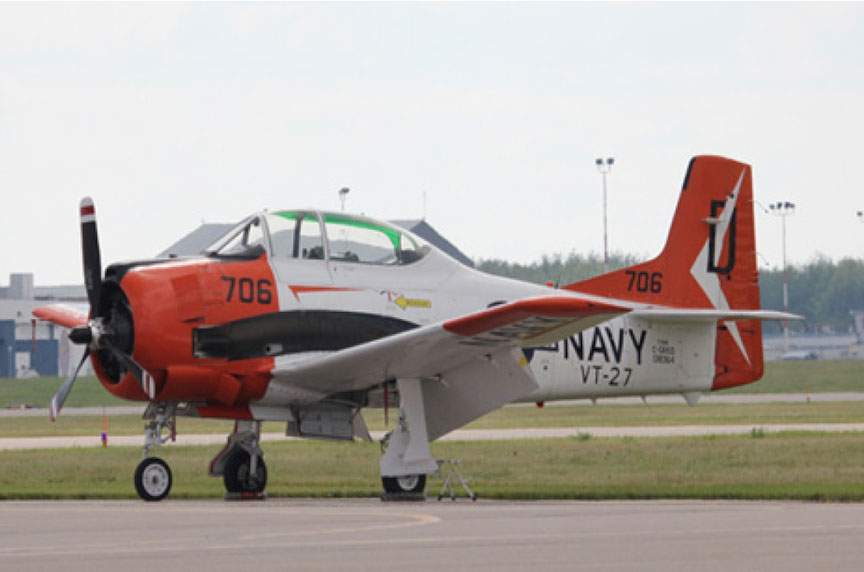 Bruce Evan’s 1954 Trojan T-28 aircraft, pictured at Canadian Forces Base Cold Lake on the day of the accident, July 17, 2016.