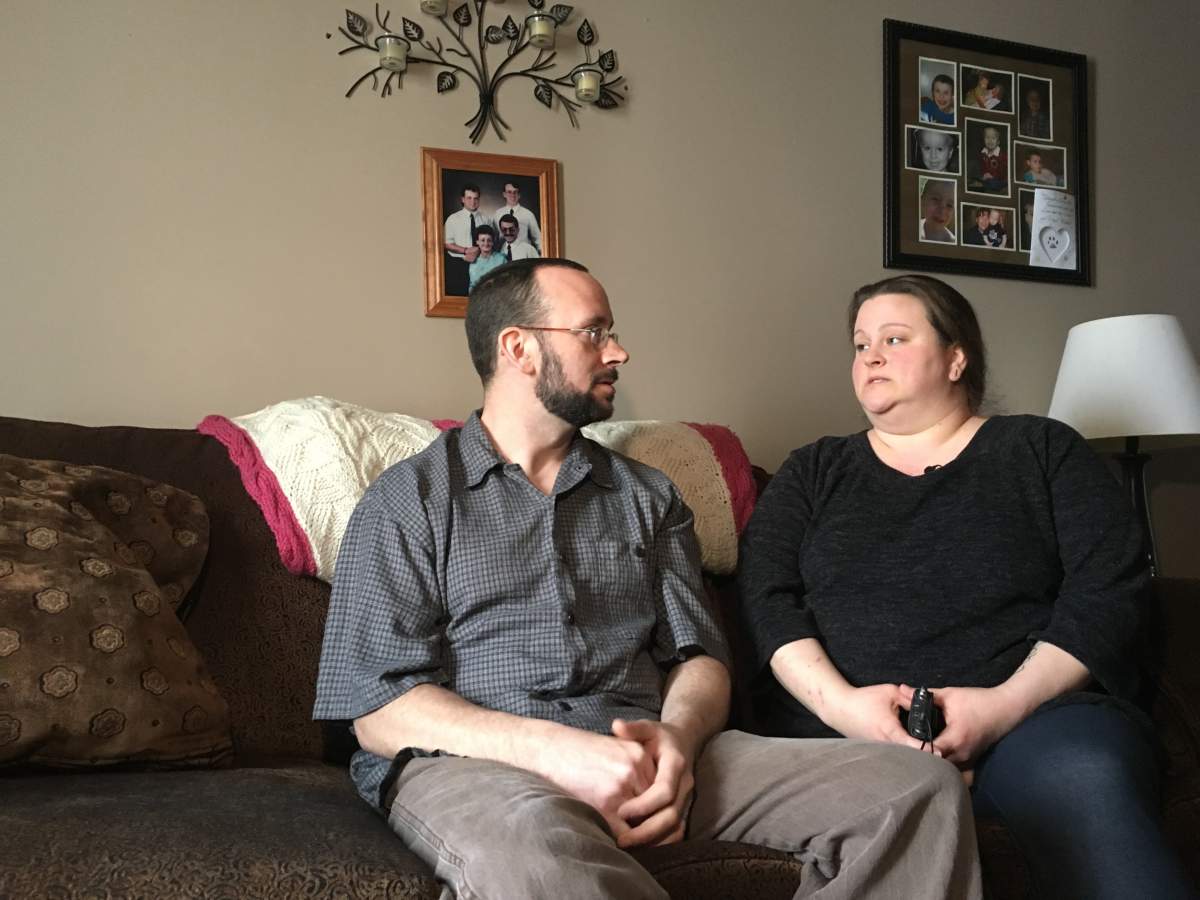 A.J. and Crystal Wyre are pictured at their home in New Minas, N.S.