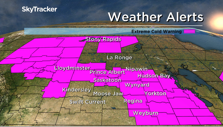 An extreme cold warning has been issued by Environment Canada for Saskatoon and parts of Saskatchewan on Friday, January 12, 2018.