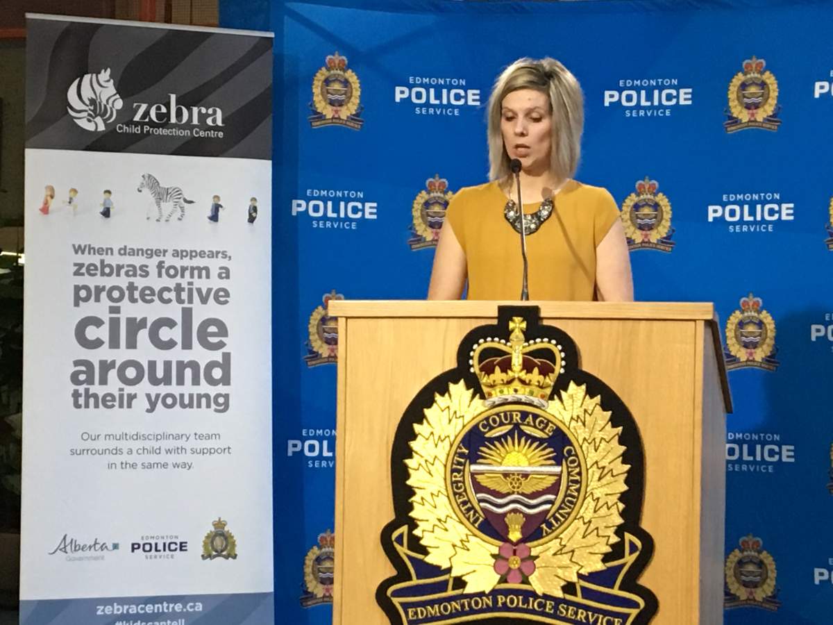 Becci Watson of the Zebra Protection Centre speaks to media about the supports child abuse victims receive.