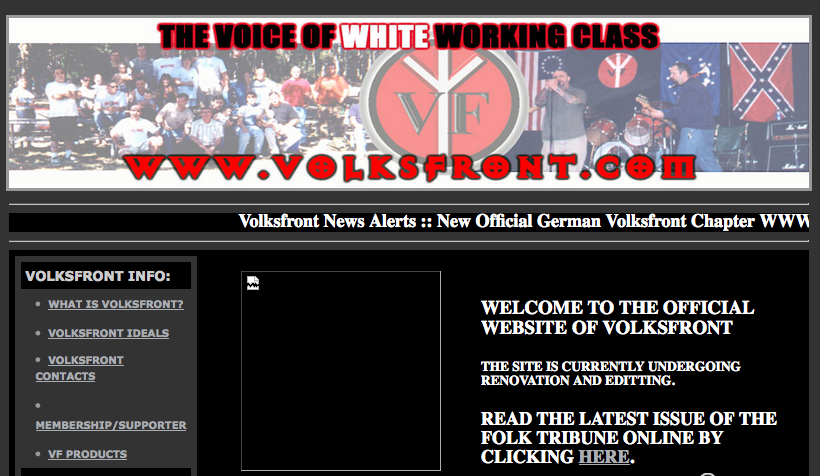 The now-defunct Volksfront website.