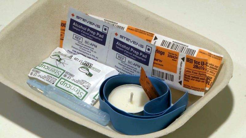 A kit available for use by clients at the supervised consumption site at Calgary’s Sheldon M. Chumir Health Centre.
