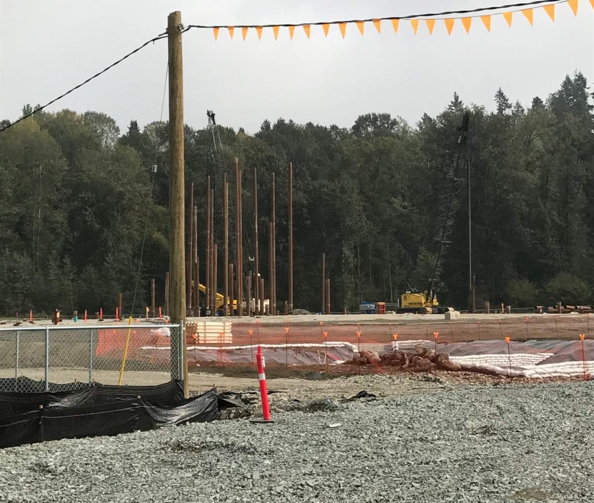 Construction work has ground to a halt at the site of a future new Cloverdale arena. 