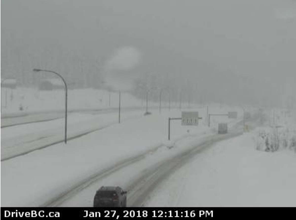 Highway 5 at Zopkios Rest Area near the Coquihalla summit. 