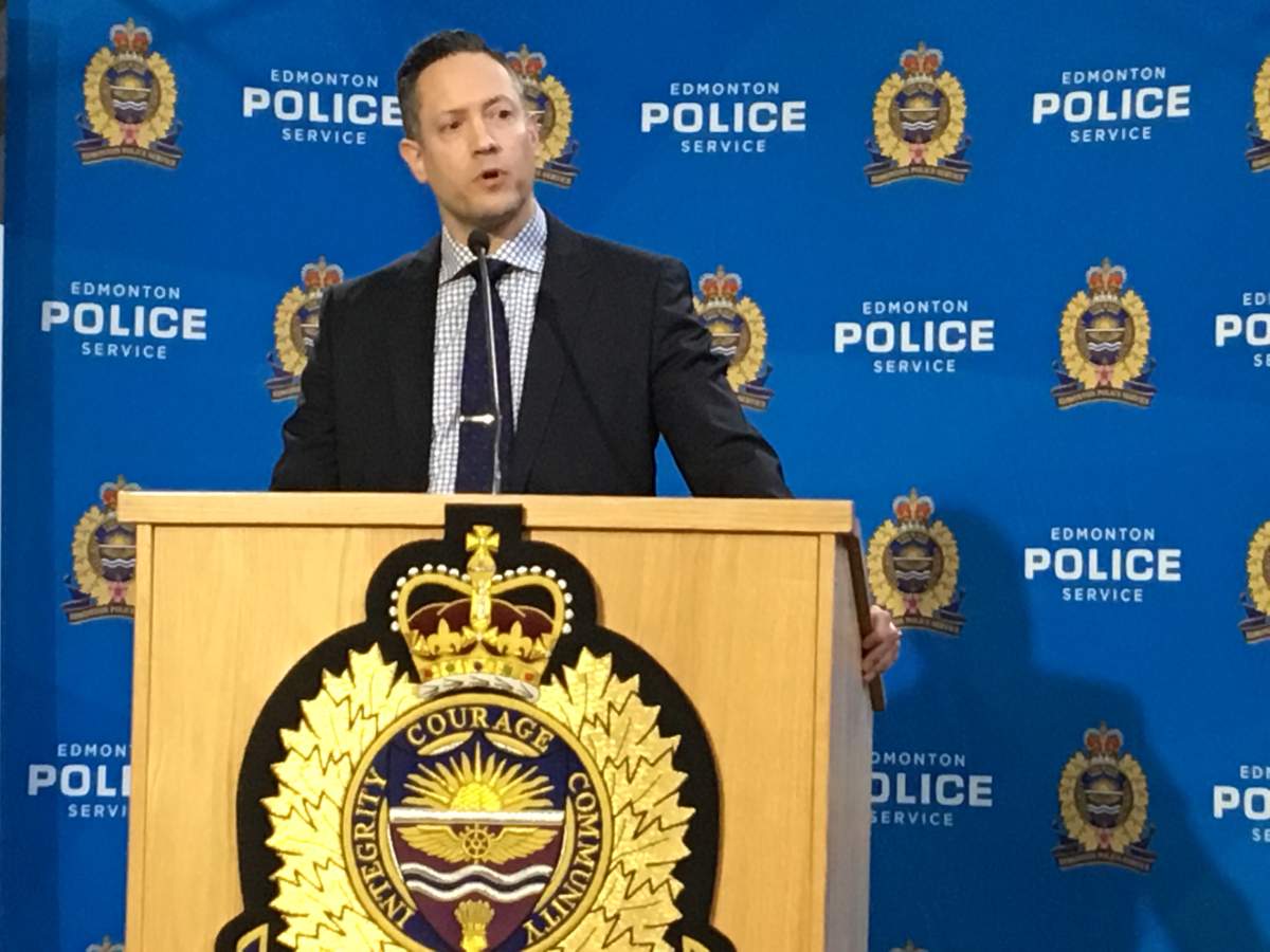 Det. Aubrey Zalaski speaks to the media about a child abuse case in Edmonton that lead to 26 charges, including attempted murder.