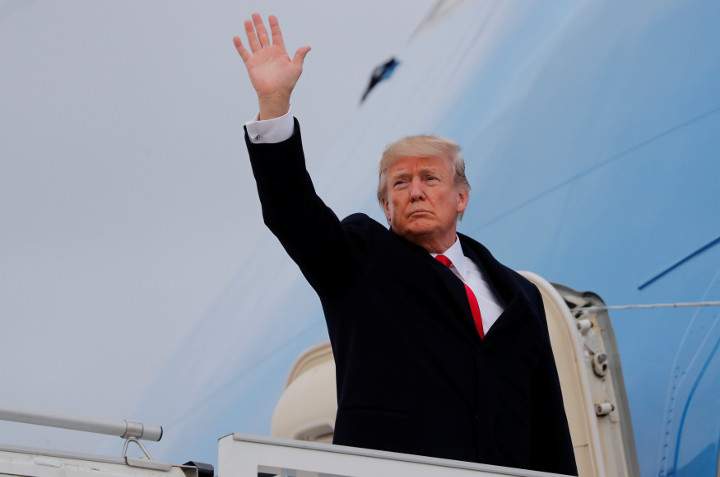U.S. President Donald Trump departs after the World Economic Forum annual meeting in Davos, Switzerland, January 26, 2018. 