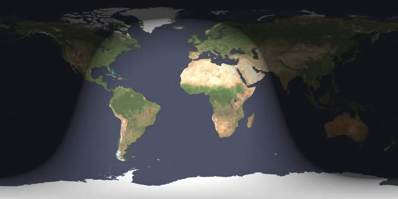 A view of the Earth at the moment of totality during the lunar eclipse on Jan. 31. If you’re in the nighttime sides, you’ll be treated to all or part of the show.