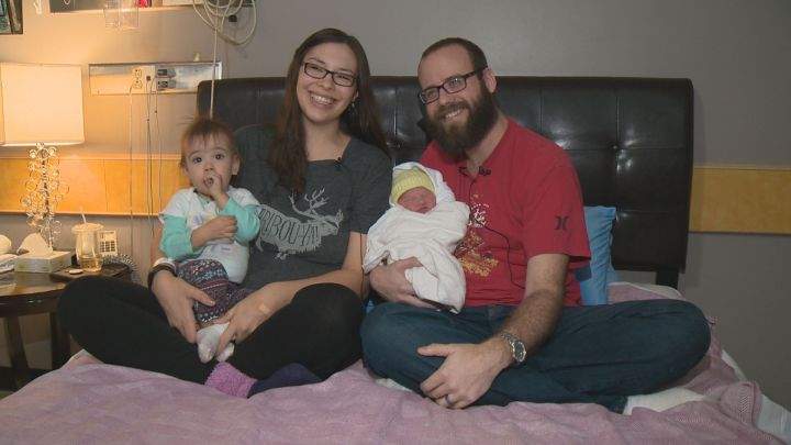 Edmonton’s New Year’s baby was born at 12:05 a.m. Monday, Jan. 1, 2018.