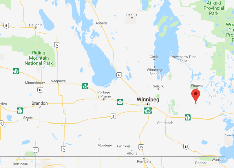 The train derailment occured 50 km east of Elma, MB. 