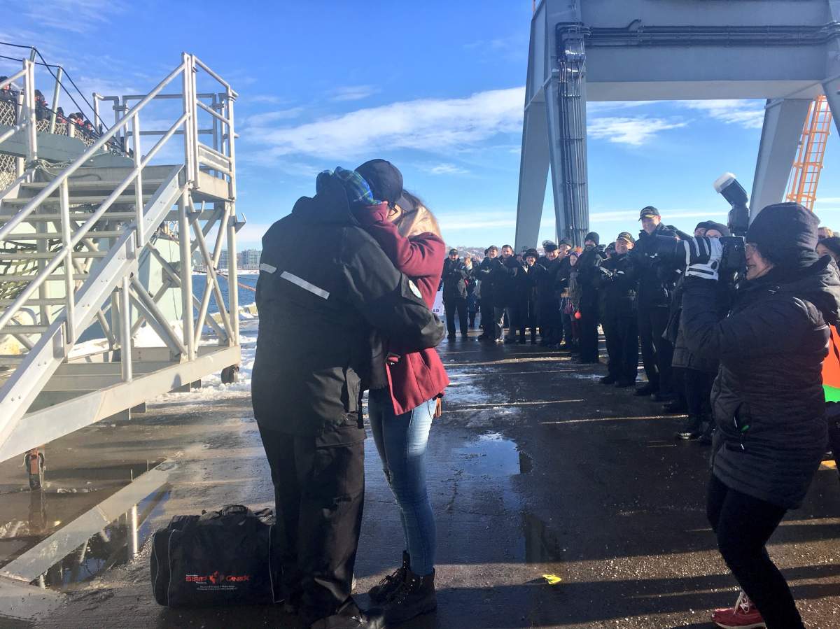 Families welcomed the crew of HMCS Charlottetown home on Friday, after the Halifax-based frigate returned from taking part in Operation Reassurance in the Baltic and Mediterranean seas.