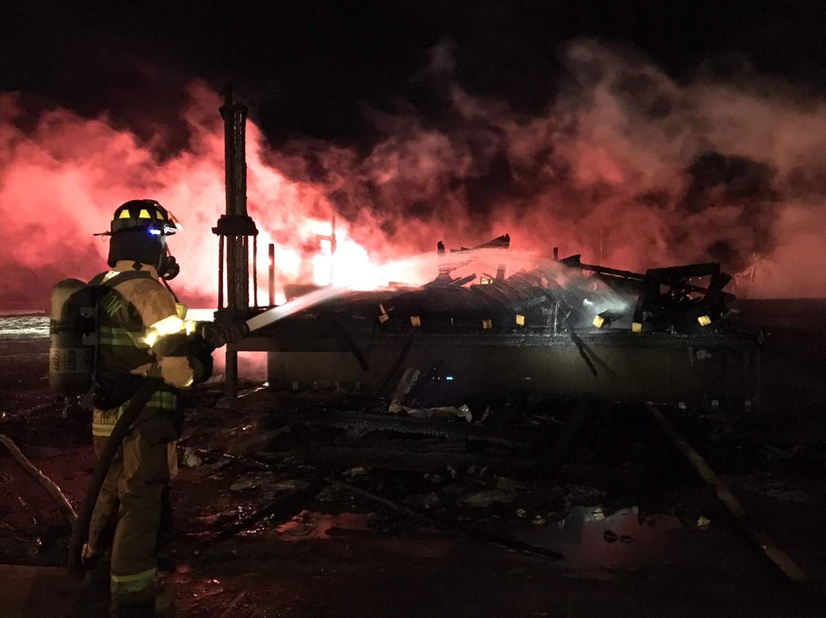 Two homes being built near Crystallina Nera Drive and 77 Street in north Edmonton were destroyed by fire early Monday morning. January 8, 2018.