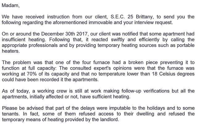 After two weeks, TMR residents of 25 Brittany Avenue still don’t have proper heat - image